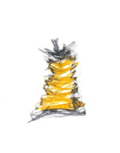 Trognon, mine de plomb et pastel gras sur papier, 14 x 21 cm
